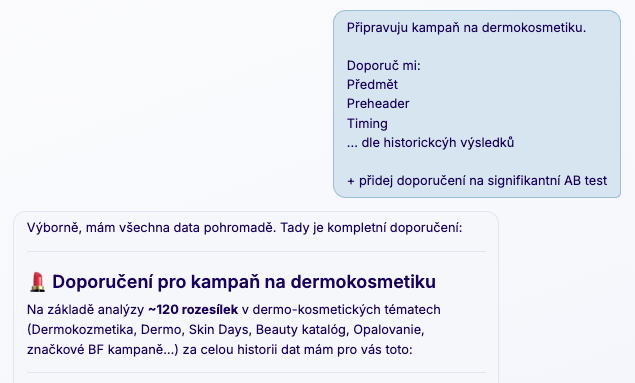 Dotaz specialisty a úvod doporučení