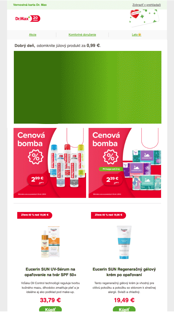 E-mail Dr. Max s odemykáním produktu