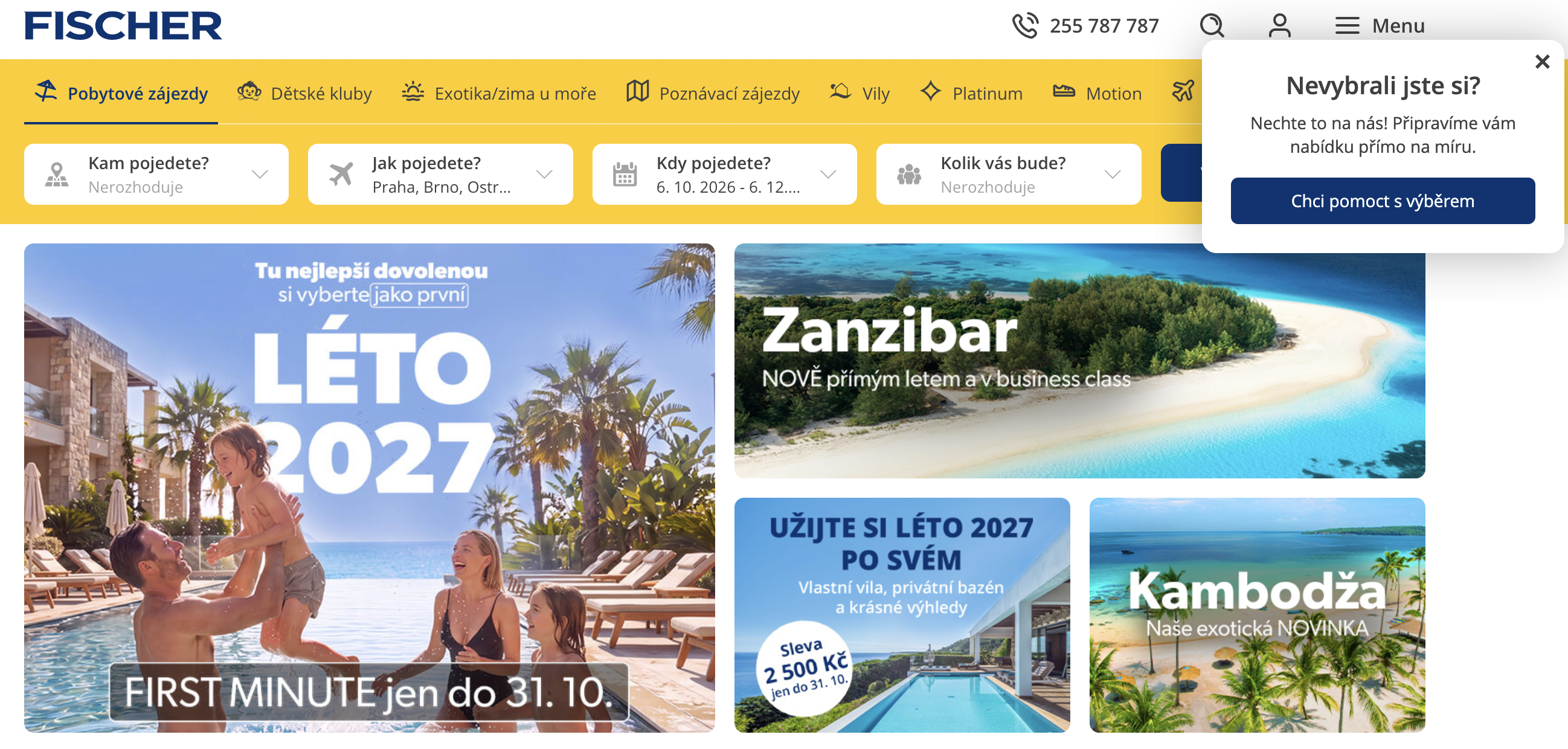 Exit-intent asistenční okno Nevybrali jste si