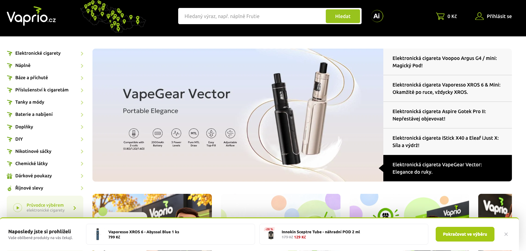 Web-layer Vaprio s Hero produktem